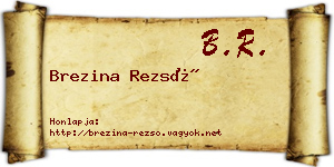 Brezina Rezső névjegykártya